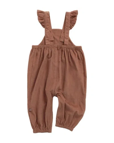 Mori Frilled Corduroy Overalls In Brown