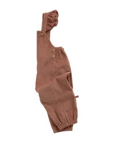 Mori Frilled Corduroy Overalls In Brown