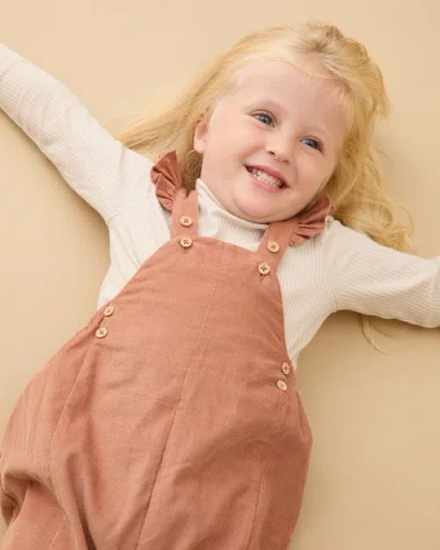 Mori Frilled Corduroy Overalls In Brown