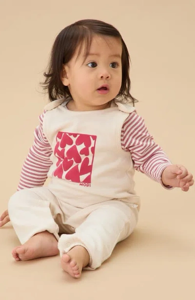 Mori Hearts Dungarees In Neutral