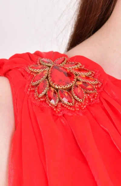 Raas Tiana Embellished Silk Maxi Dress In Red