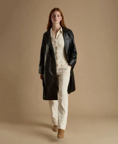 Furniq Uk Sloane Leather Trench Coat In Black