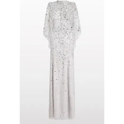 Jenny Packham Gracie Embellished Dress In Gray