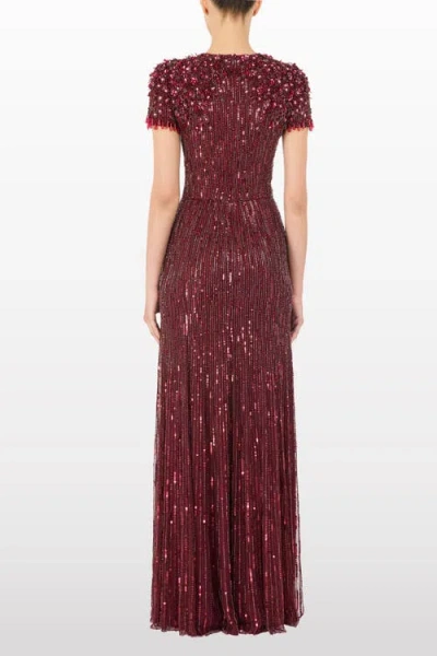 Jenny Packham Eliza Beaded Maxi Dress In Burgundy