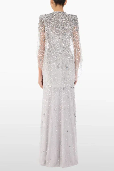 Jenny Packham Gracie Embellished Dress In Gray