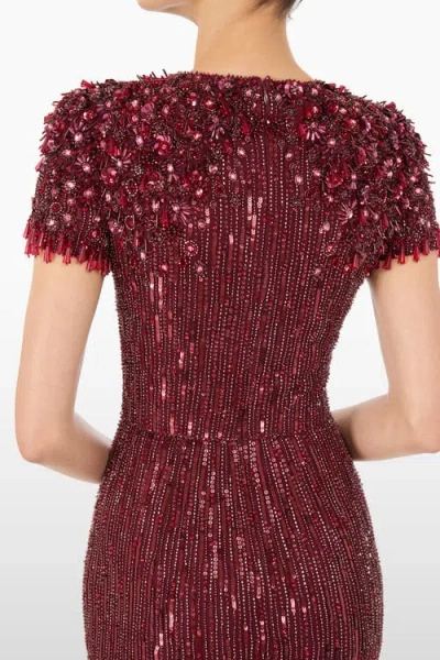 Jenny Packham Eliza Beaded Maxi Dress In Burgundy