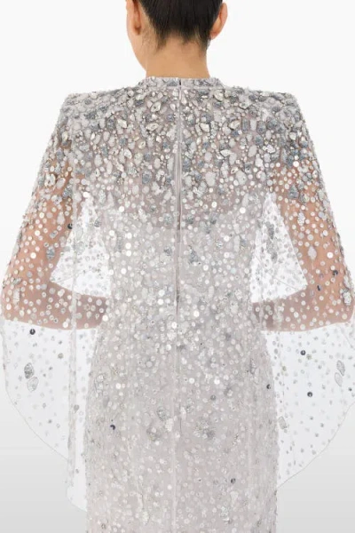 Jenny Packham Gracie Embellished Dress In Gray