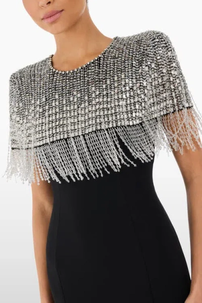 Jenny Packham Sabine Beaded-fringed Maxi Dress In Black