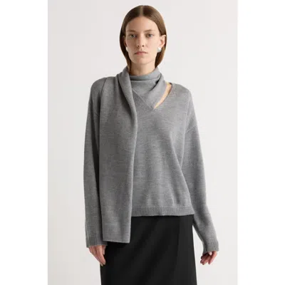Modern Citizen Amanda Scarf-neck Wool Sweater In Gray