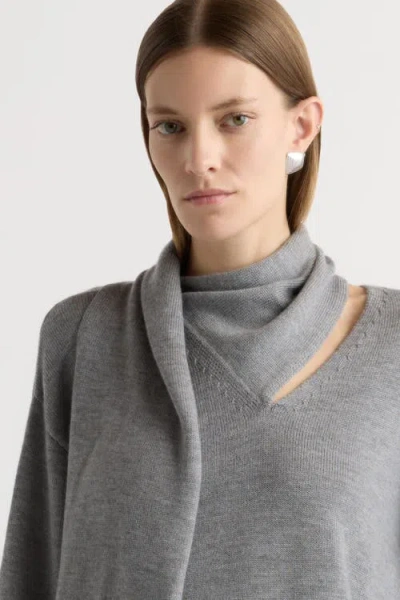 Modern Citizen Amanda Scarf-neck Wool Sweater In Gray