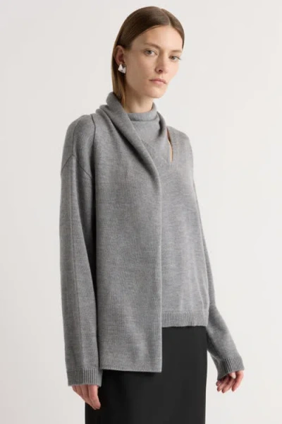 Modern Citizen Amanda Scarf-neck Wool Sweater In Gray