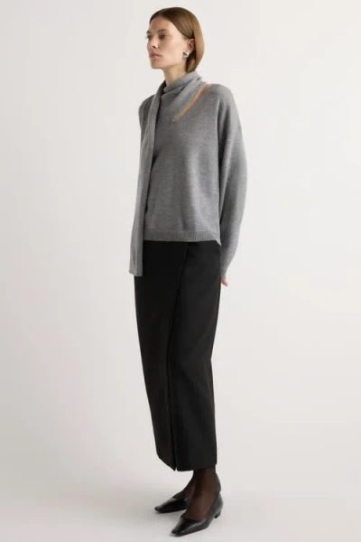 Modern Citizen Amanda Scarf-neck Wool Sweater In Gray