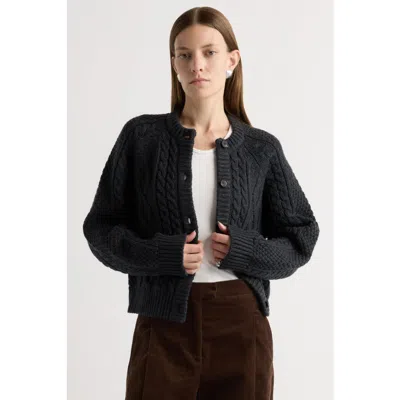 Modern Citizen Eloise Button Cable Cardigan In Black