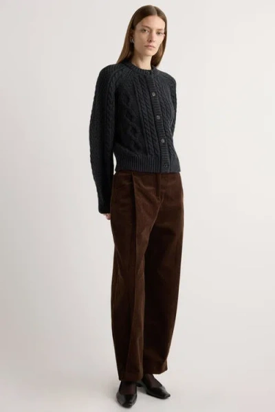 Modern Citizen Eloise Button Cable Cardigan In Black