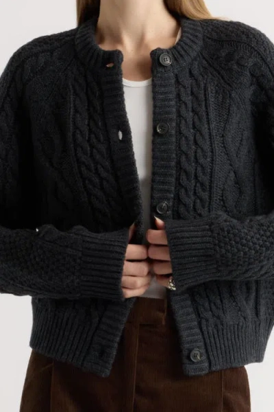 Modern Citizen Eloise Button Cable Cardigan In Black
