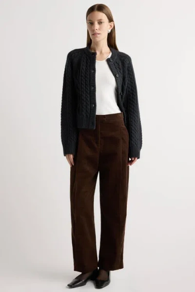 Modern Citizen Eloise Button Cable Cardigan In Black