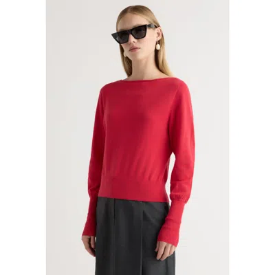Modern Citizen Hanli Cotton-silk Boat-neck Sweater In Red