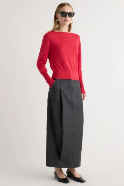 Modern Citizen Hanli Cotton-silk Boat-neck Sweater In Red