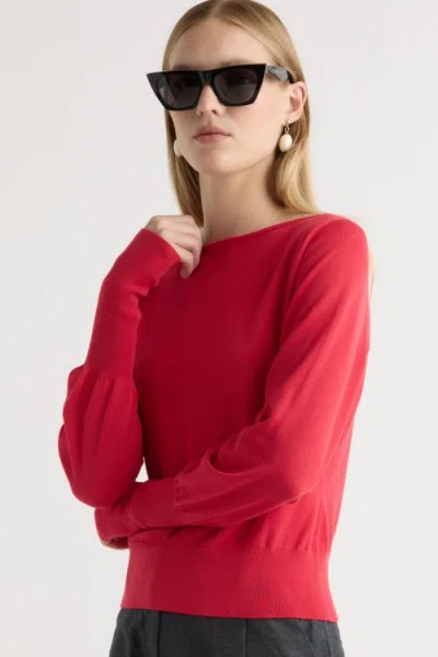 Modern Citizen Hanli Cotton-silk Boat-neck Sweater In Red