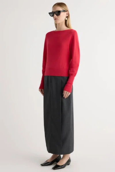 Modern Citizen Hanli Cotton-silk Boat-neck Sweater In Red