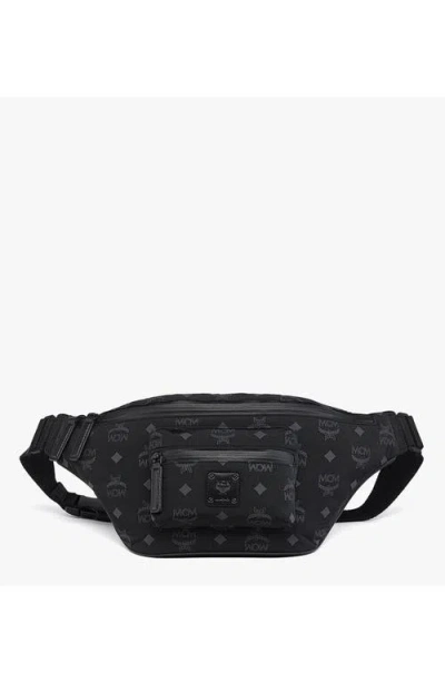 Mcm Fursten Monogram-pattern Belt Bag In Black