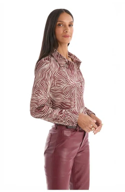 The Noli Shop Paulina Silk Blouse In Burgundy