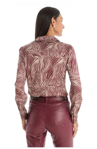 The Noli Shop Paulina Silk Blouse In Burgundy