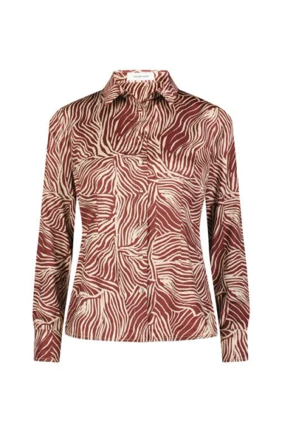 The Noli Shop Paulina Silk Blouse In Burgundy