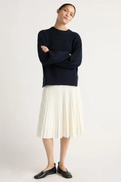 Modern Citizen Tate Organic Cotton Side-zip Sweater In Blue