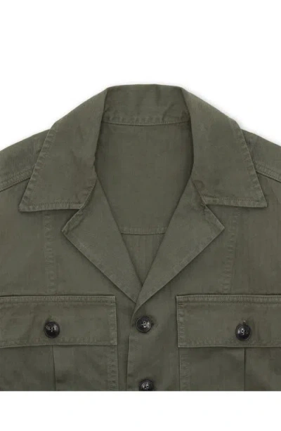 Fortela Solomon Herringbone Cotton Overshirt In Green