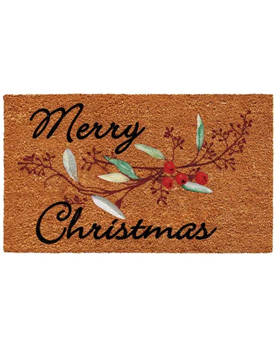 Home & More Merry Christmas Berries Coir/vinyl Doormat, 17" X 29" In Brown