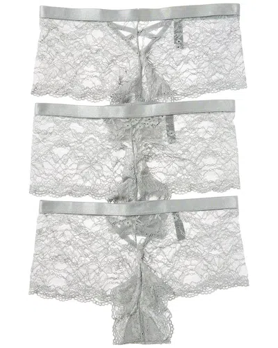 House Of Desire 3pk Bella Criss Cross Back Lace Cheeky In Gray