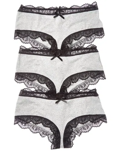 House Of Desire 3pk Vera Micro & Lace Strappy Back Cheeky In White