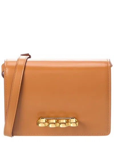 Alexander Mcqueen Four Ring Leather Shoulder Bag In Brown