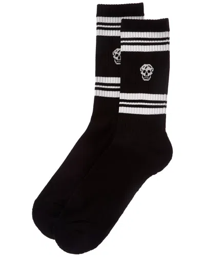 Alexander Mcqueen Stripe Sport Socks In Black