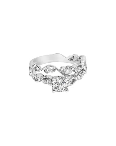 Haus Of Brilliance 14k White Gold Lab Grown Diamond 1.0 Cttw Vintage Style Engagement Ring And Band Set In Neutral