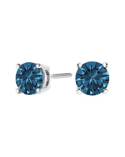 Haus Of Brilliance 14k 2.00 Ct. Tw. Lab-grown Diamond Stud Earrings In Blue