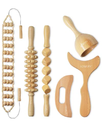Lovery 6pc Wooden Body Care Massage Tool Kit In Brown