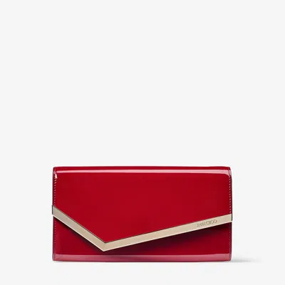 Jimmy Choo Emmie Logo-debossed Clutch Bag In Red