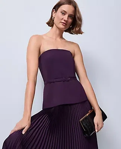 Ann Taylor Petite Crepe Pleated Midi Dress In Purple