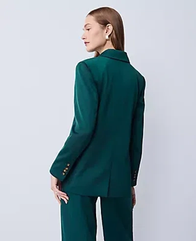 Ann Taylor Petite Satin Fitted Long Blazer In Green