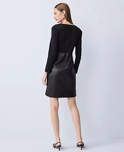 Ann Taylor Mixed Media V-neck Sheath Dress In Black