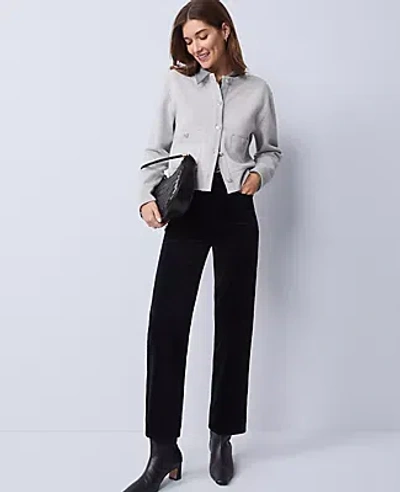 Ann Taylor Petite Weekend Collection Stretch Velvet Pant In Black