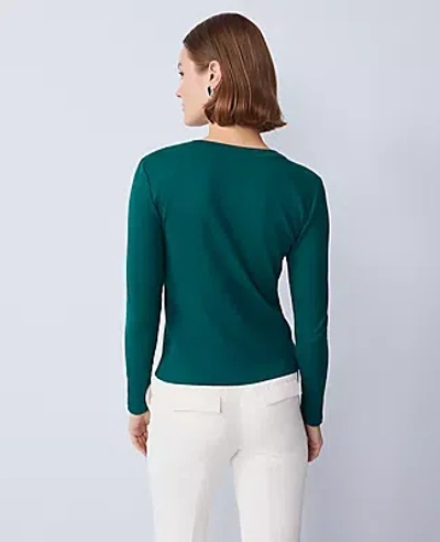 Ann Taylor Petite Pearl Trim Jacket In Green