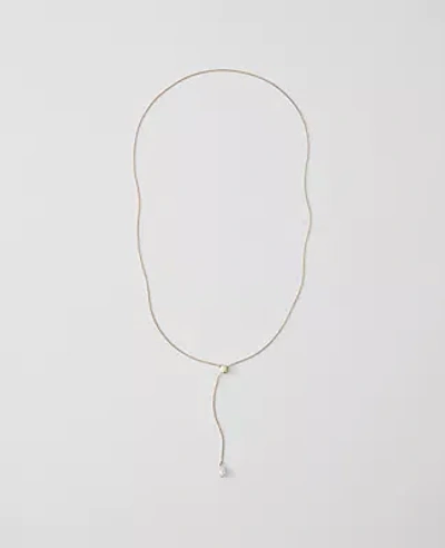 Ann Taylor Mini Pearlized Lariat Necklace In Gold