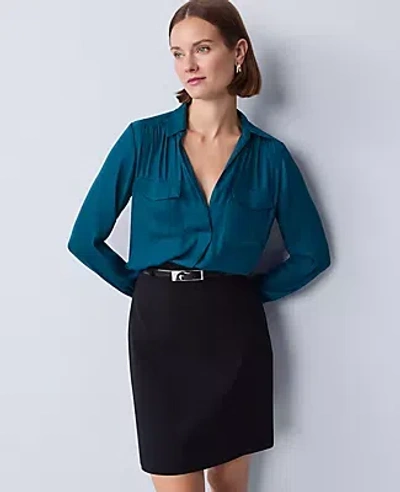 Ann Taylor Soft Drapey Camp Shirt In Blue