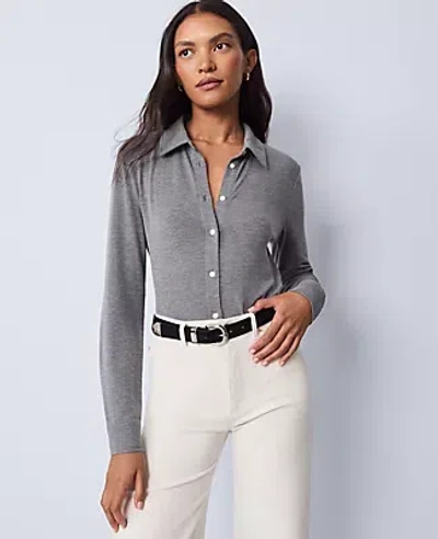Ann Taylor Weekend Collection Button Down Shirt In Gray
