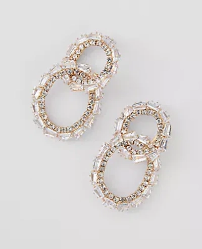 Ann Taylor Double Loop Crystal Stud Earrings In Silver