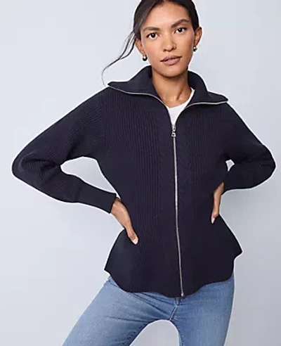 Ann Taylor Weekend Collection Cable Sweater Jacket In Black