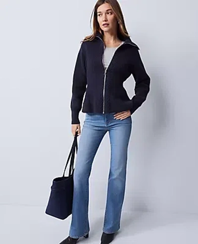 Ann Taylor Weekend Collection Cable Sweater Jacket In Black
